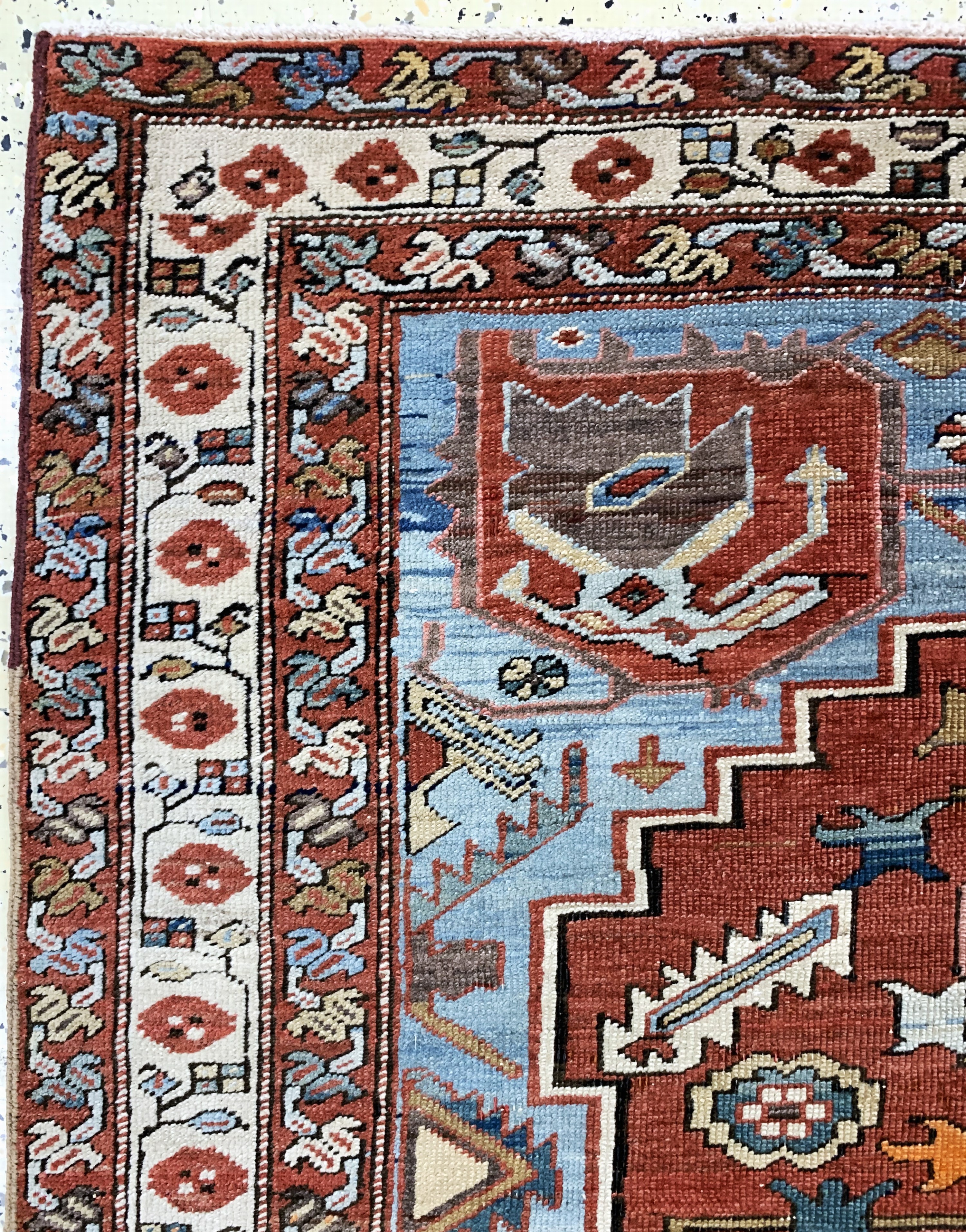 Detail d: Seltener antiker Heriz"Serapi", Persien, 19.Jhd, Wolle auf Baumwolle, ca. 186 x 144 cm,EHZ:(gleichmäßig dünn)