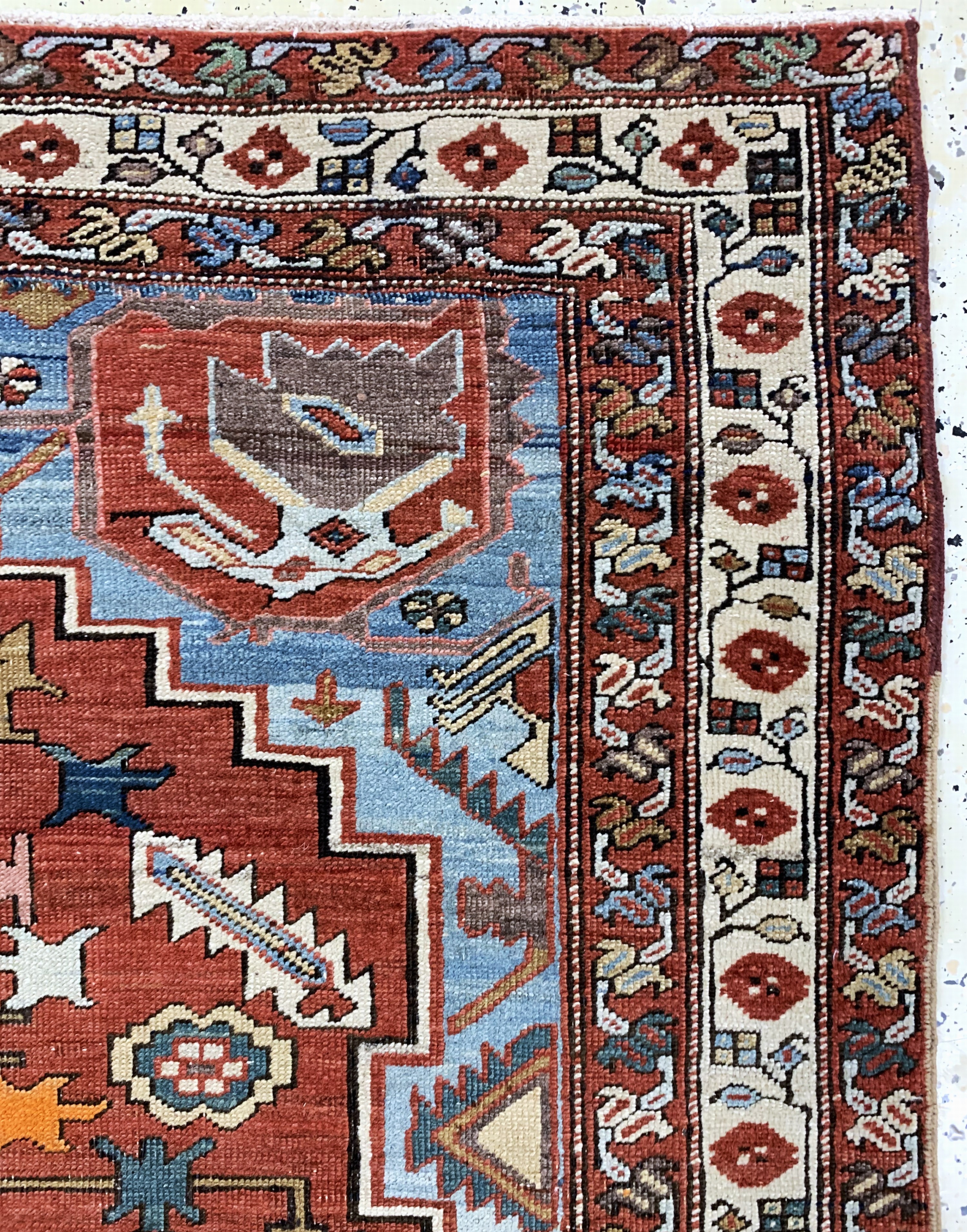 Detail e: Seltener antiker Heriz"Serapi", Persien, 19.Jhd, Wolle auf Baumwolle, ca. 186 x 144 cm,EHZ:(gleichmäßig dünn)