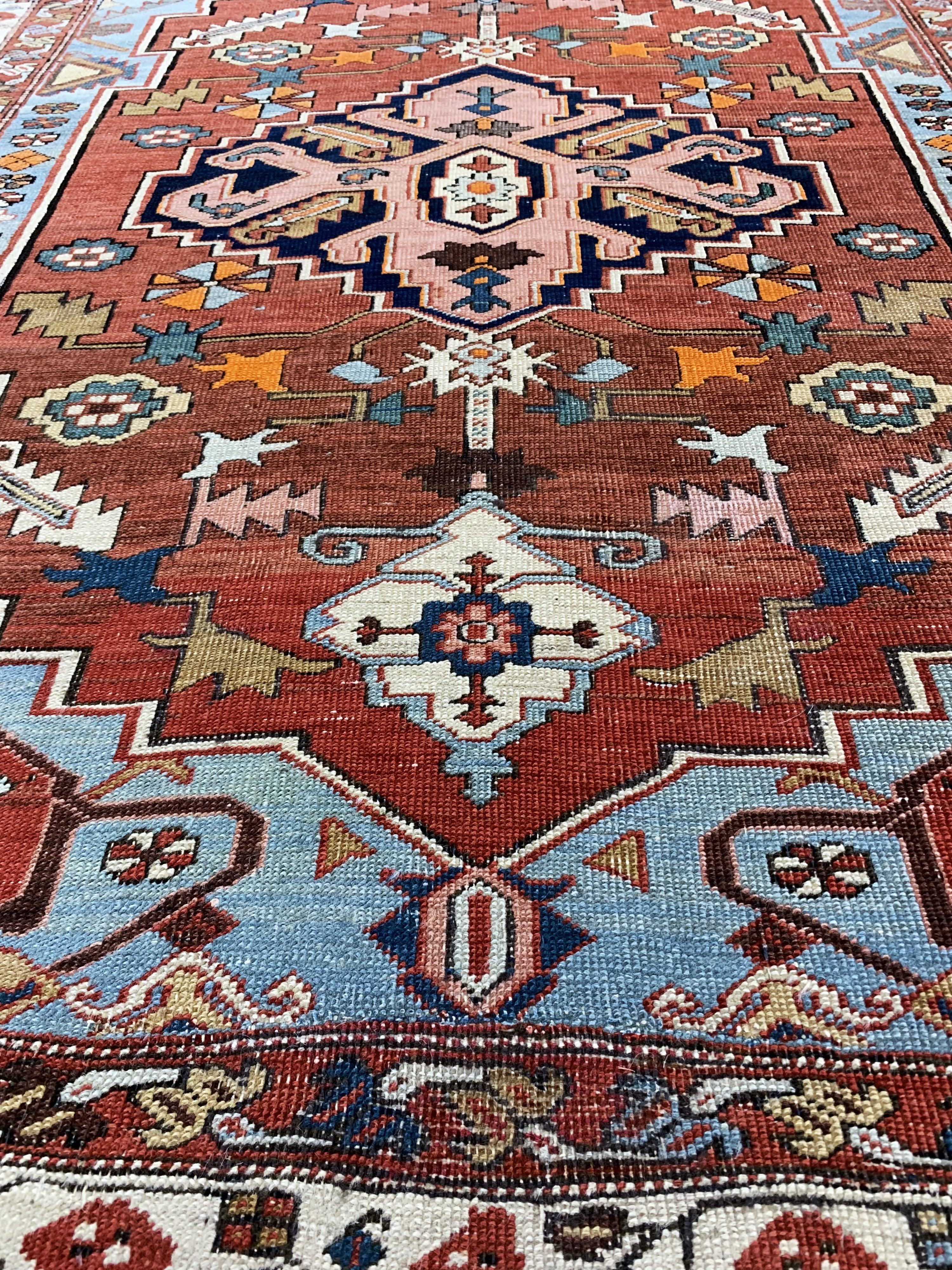 Detail f: Seltener antiker Heriz"Serapi", Persien, 19.Jhd, Wolle auf Baumwolle, ca. 186 x 144 cm,EHZ:(gleichmäßig dünn)