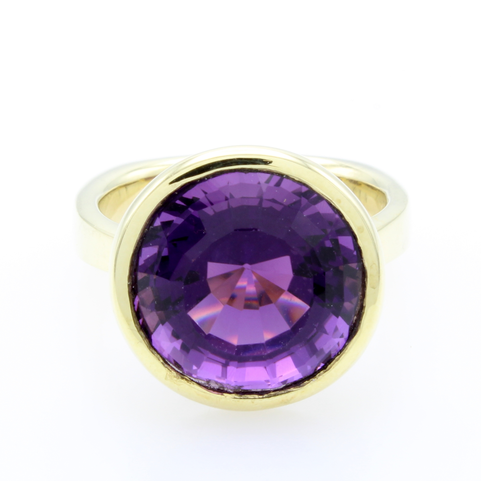 Image 27006426 - Ring mit Amethyst, GG 585/000, runder Amethyst in glatter Fassung ca. 9.9 ct, RW ca. 57 ...