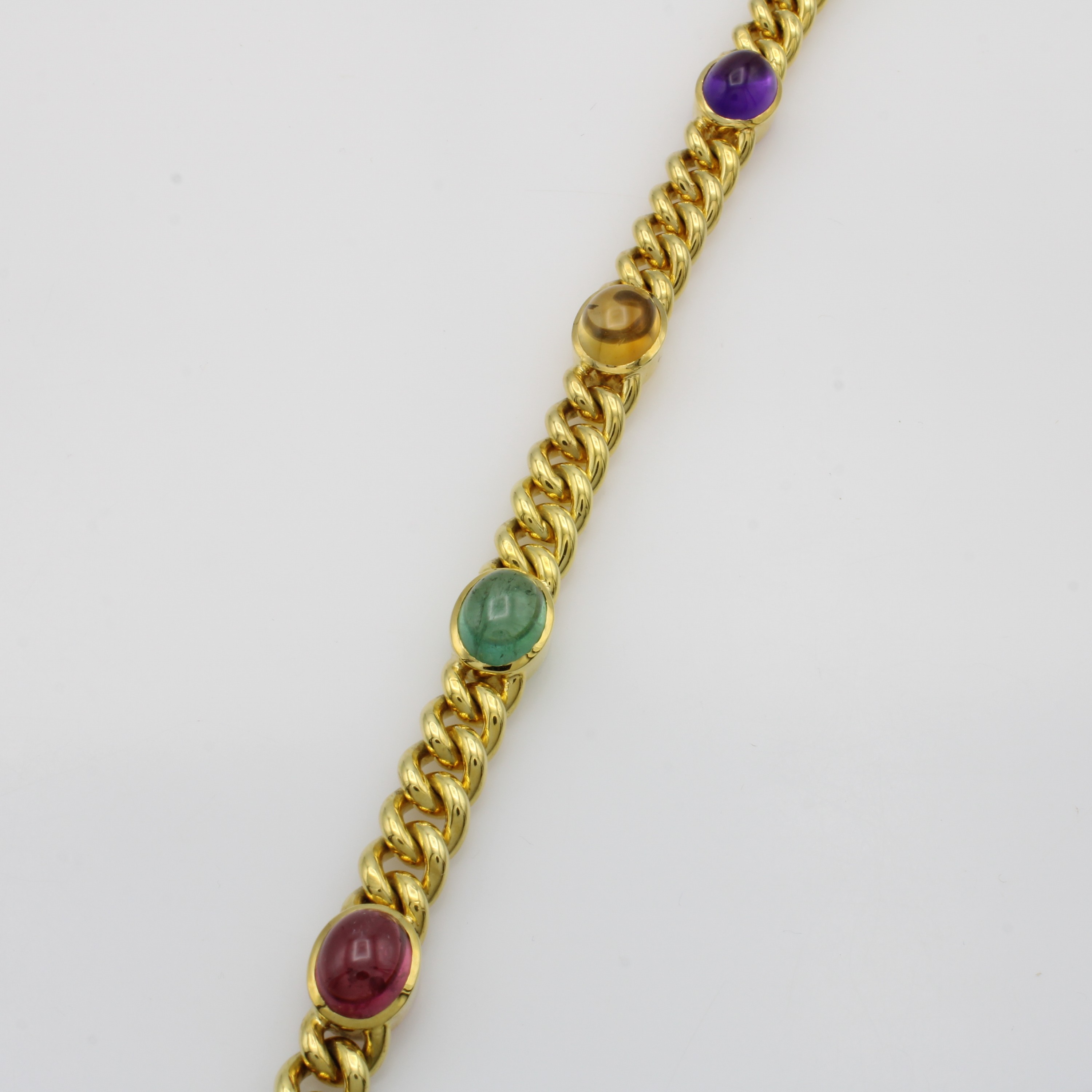 Image 27006430 - Panzerarmband mit Farbsteincabochons, GG 585/000, Amethyst ca. 2.8 ct, Citrin ca. 2.8 ...