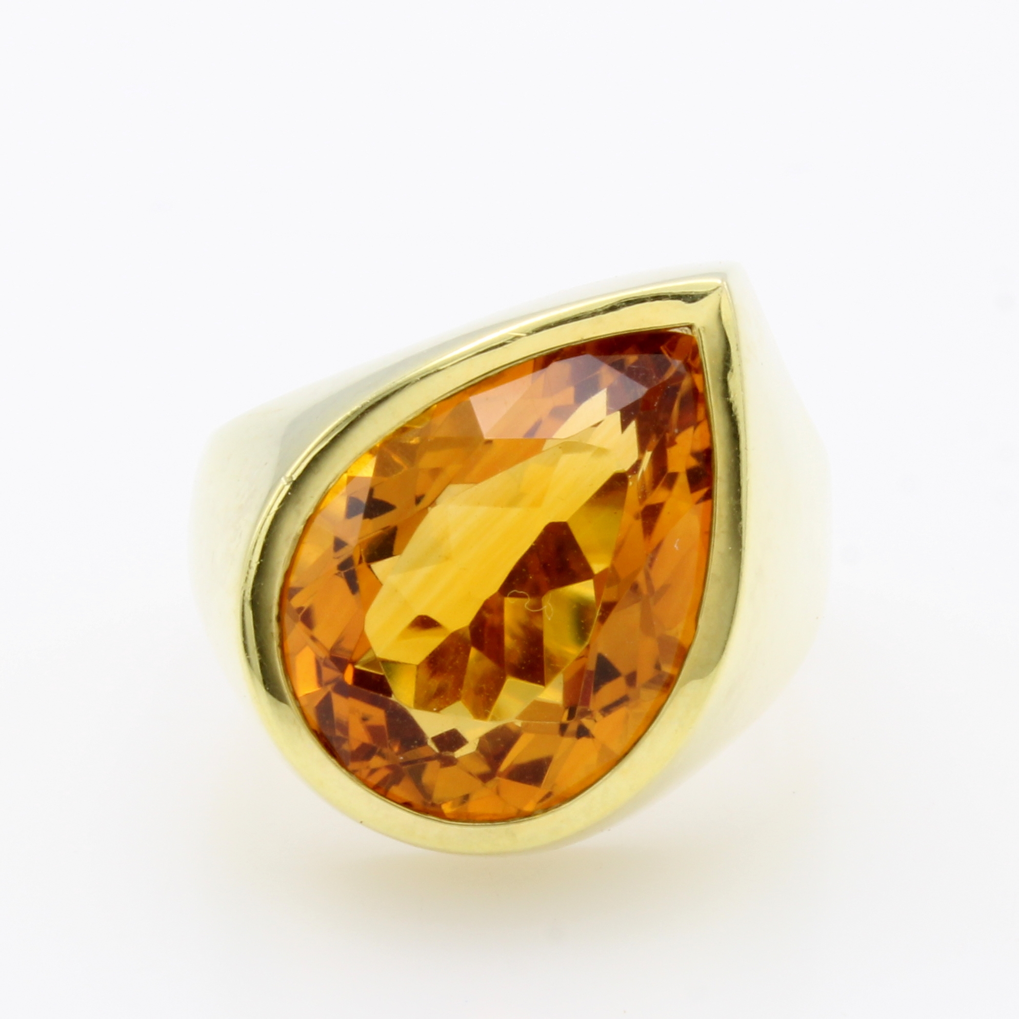 Image 27006842 - Ring mit Citrin, GG 585/000, Citrintropfen ca. 8.9 ct, versetzt gearb., RW ca. 57 ...