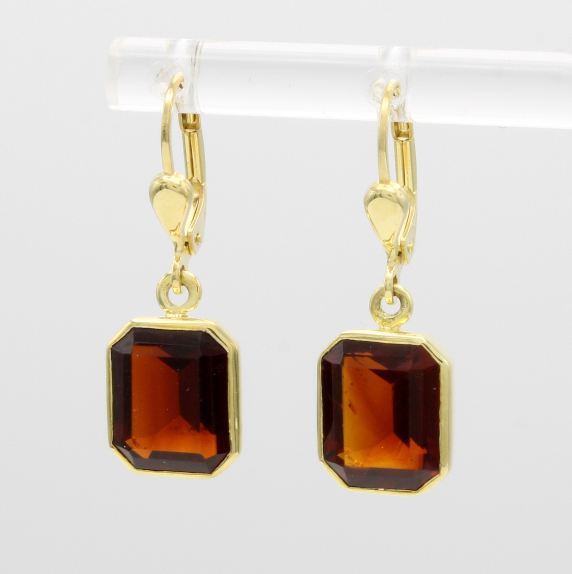 Image 27006844 - Paar Ohrgehänge mit Citrinen, GG 585/000, 2 achteckige Citrine zus. ca. 6 ct ...