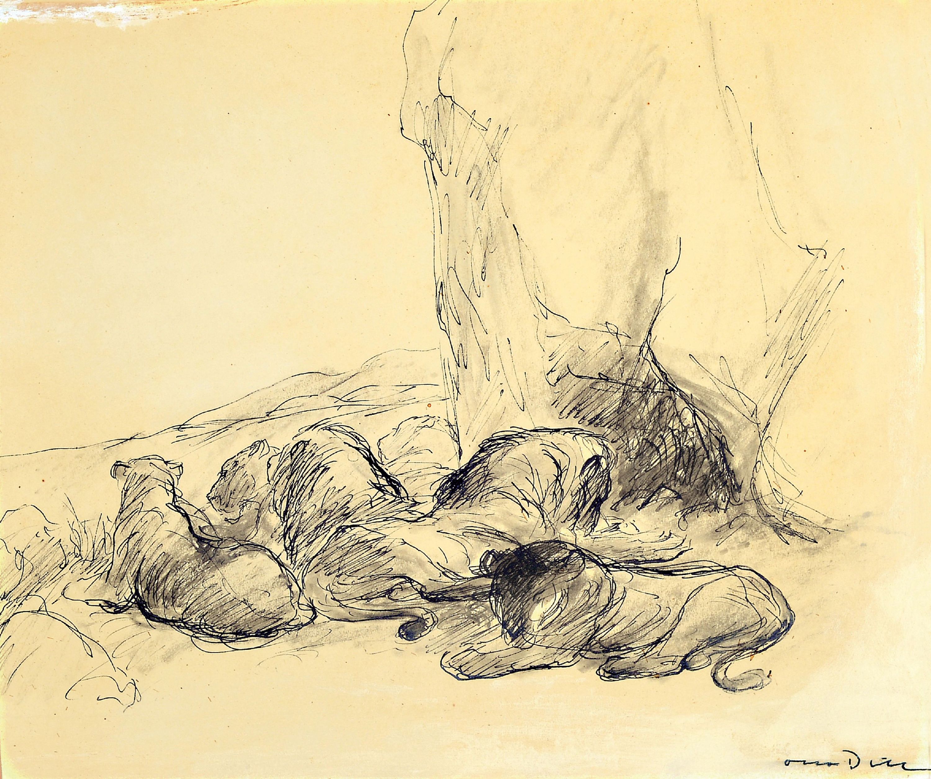 Image 27006914 - Otto Dill, 1884 Neustadt-1957 Bad Dürkheim, lavierte Tuschezeichnung, ´Löwengrube ...