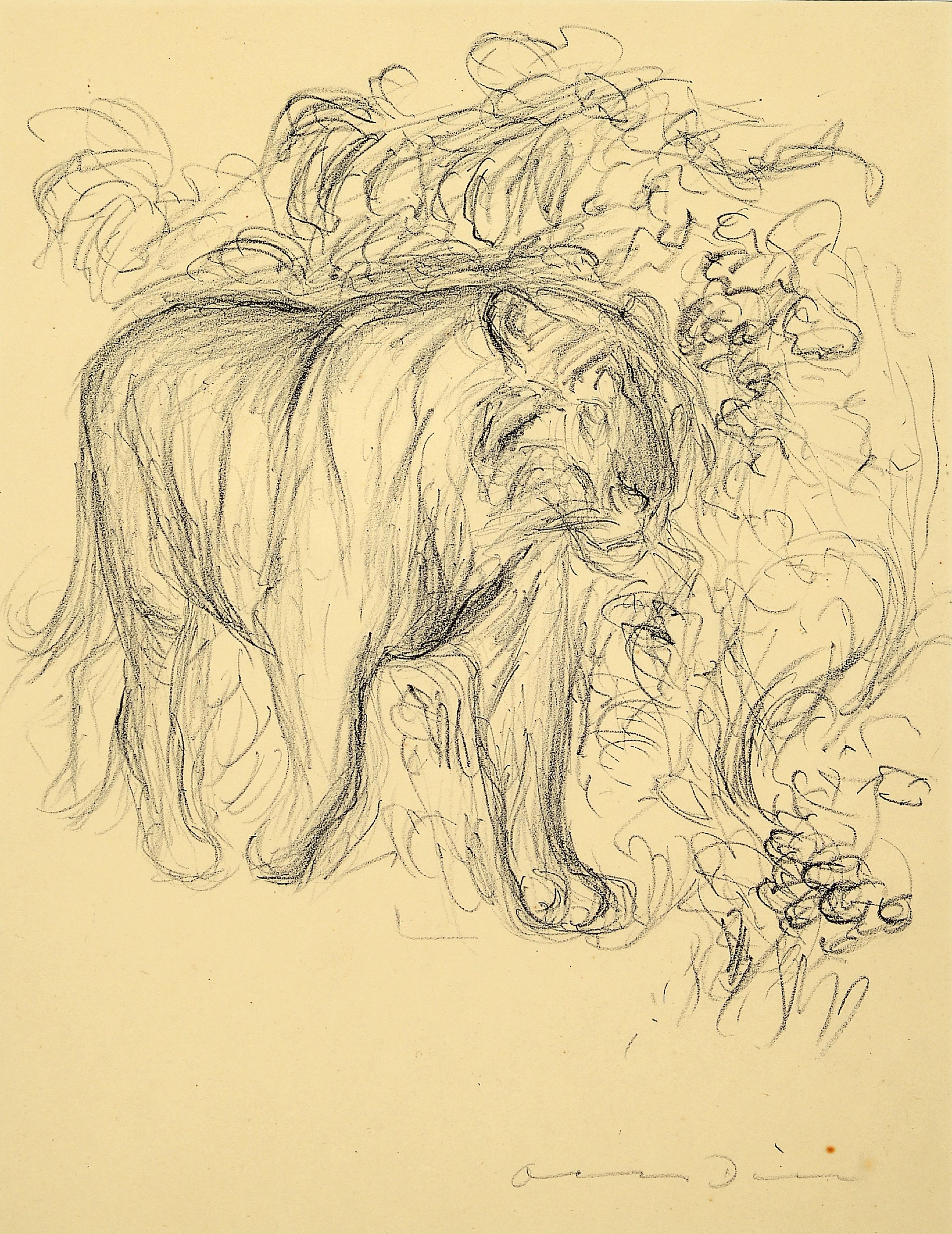 Image 27006915 - Otto Dill, 1884 Neustadt-1957 Bad Dürkheim, Bleistiftzeichnung, schreitender Tiger im ...