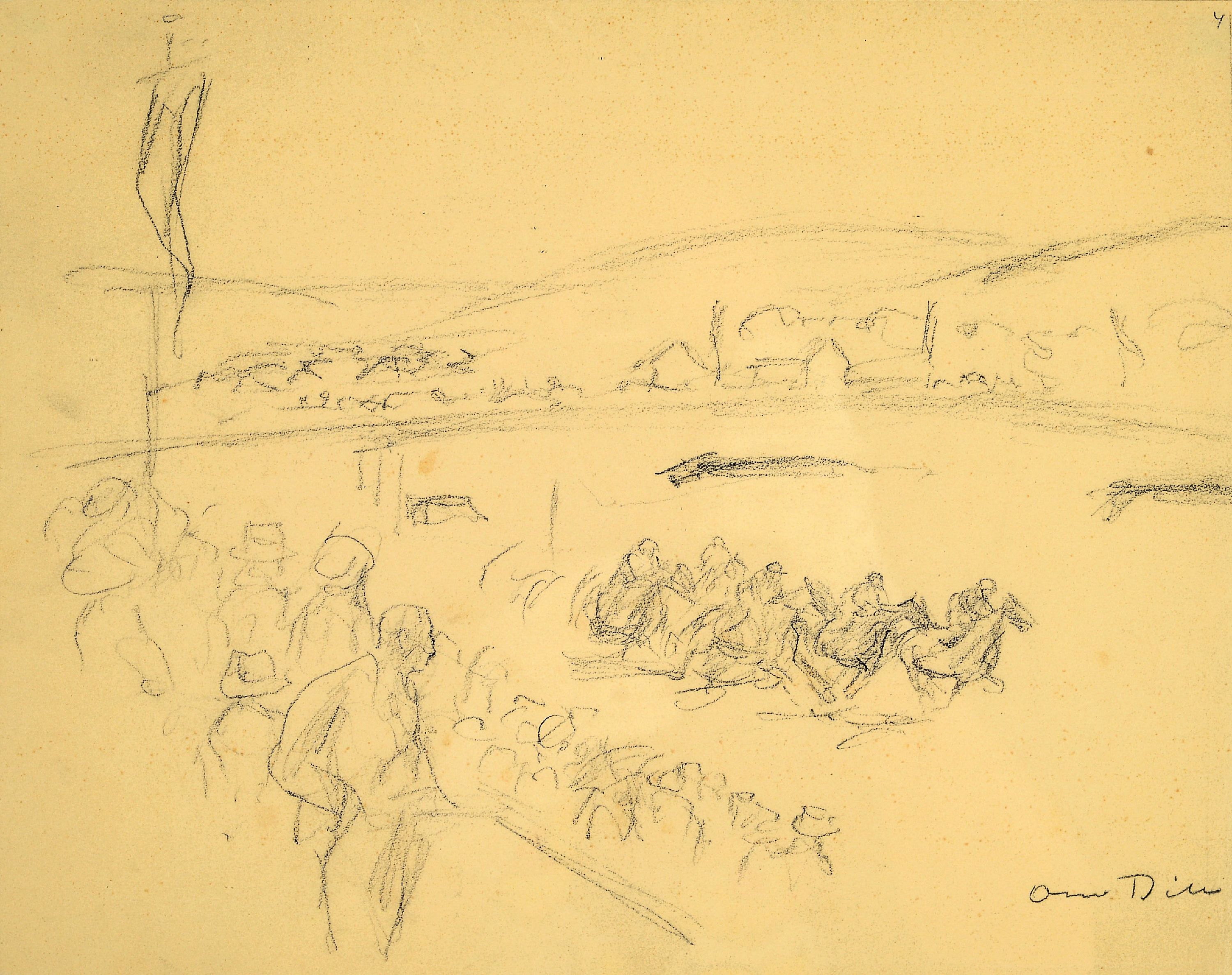 Image 27006919 - Otto Dill, 1884 Neustadt-1957 Bad Dürkheim, Bleistiftzeichnung, Pferderennen, Blick ...