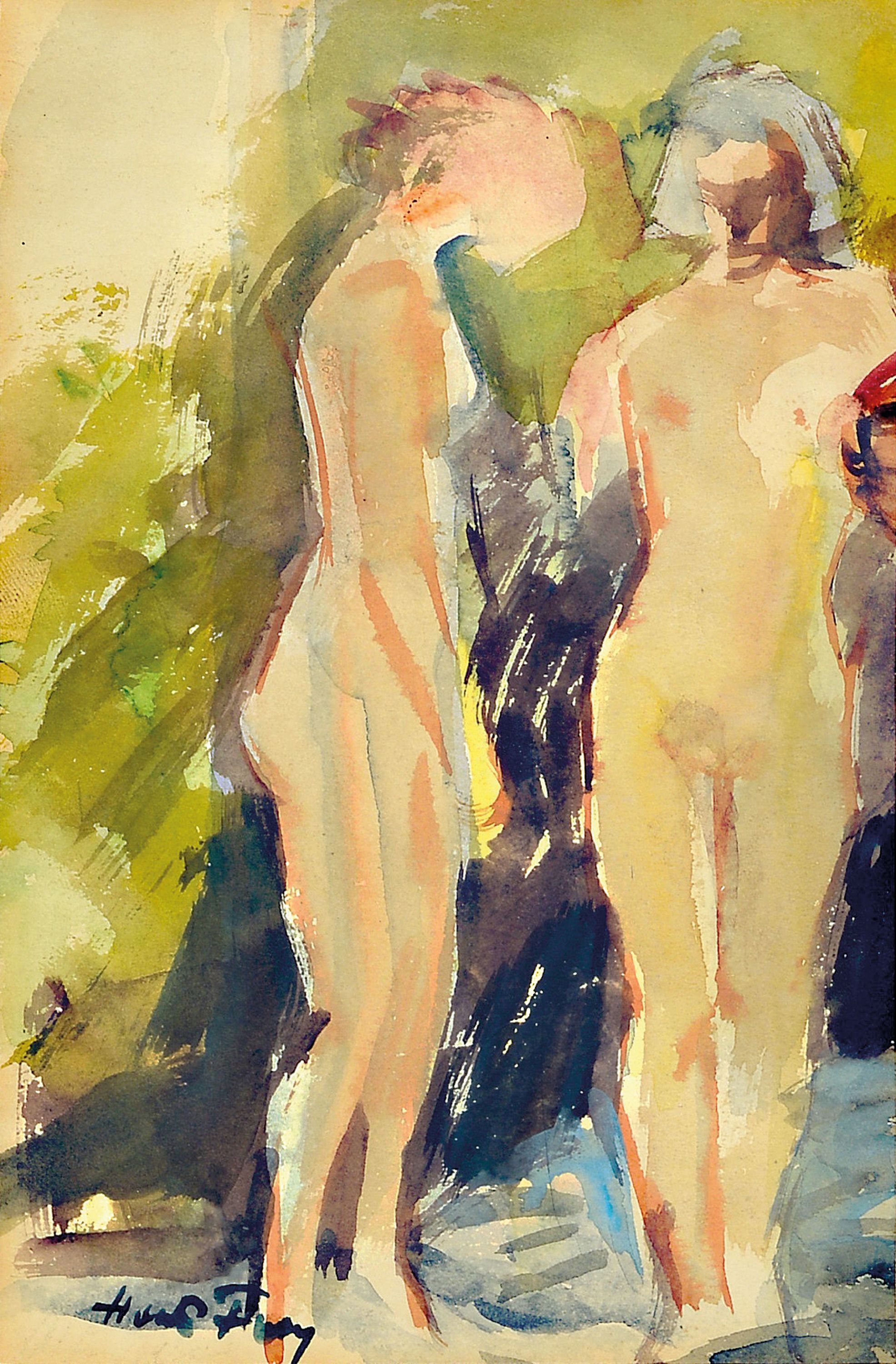 Image 27006949 - Hanns Fay, 1888 Frankenthal-1957 Neustadt, 2 Aquarelle, 2 stehende weibliche Akte, ...