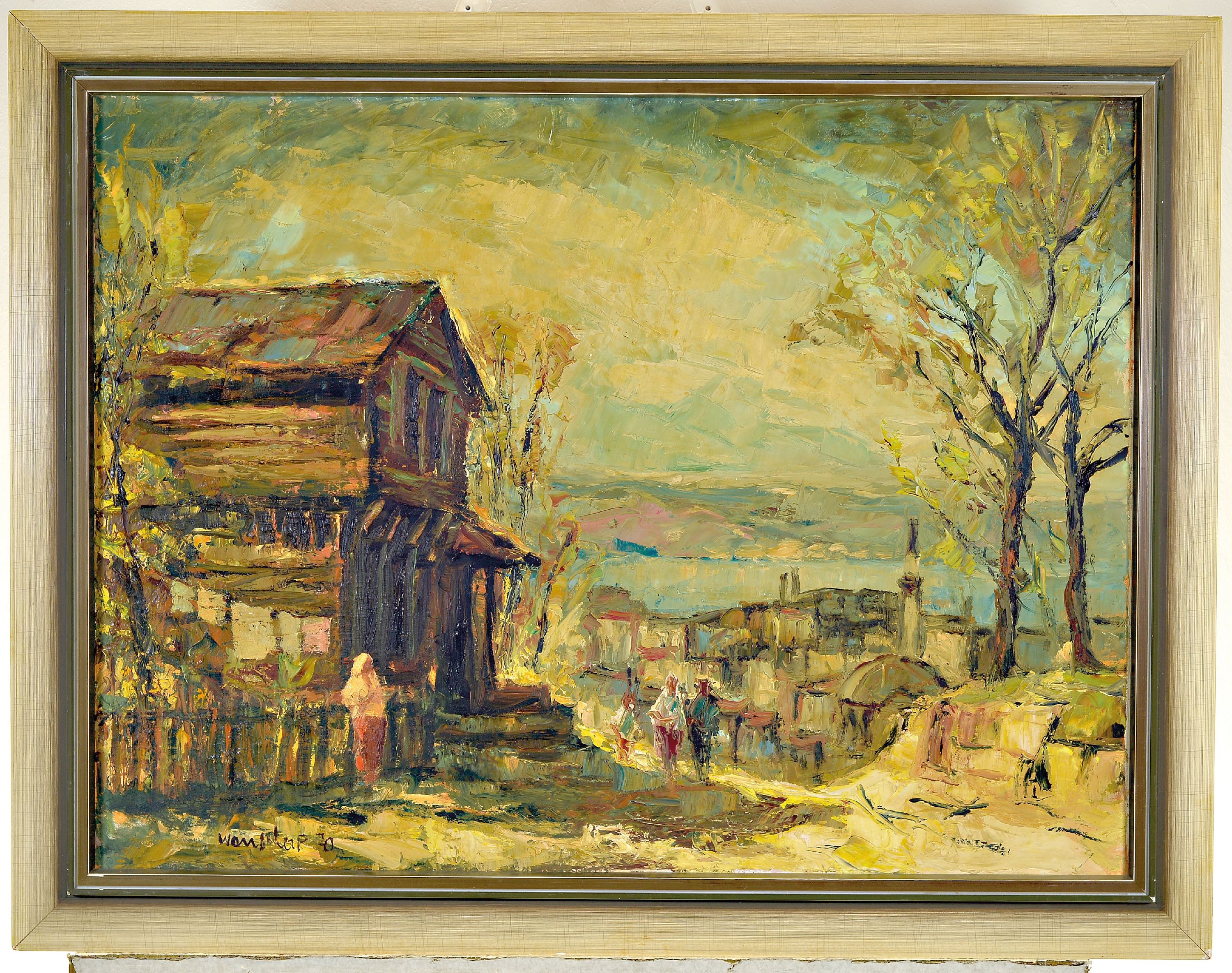 Detail k: Helmut Wanschap, 1911 Berlin-1987 Kusel, Am goldenen Horn Istanbul, so rückseitig auf altem Etikett betitelt, Öl/Lwd, links unten signiert, ca. ...