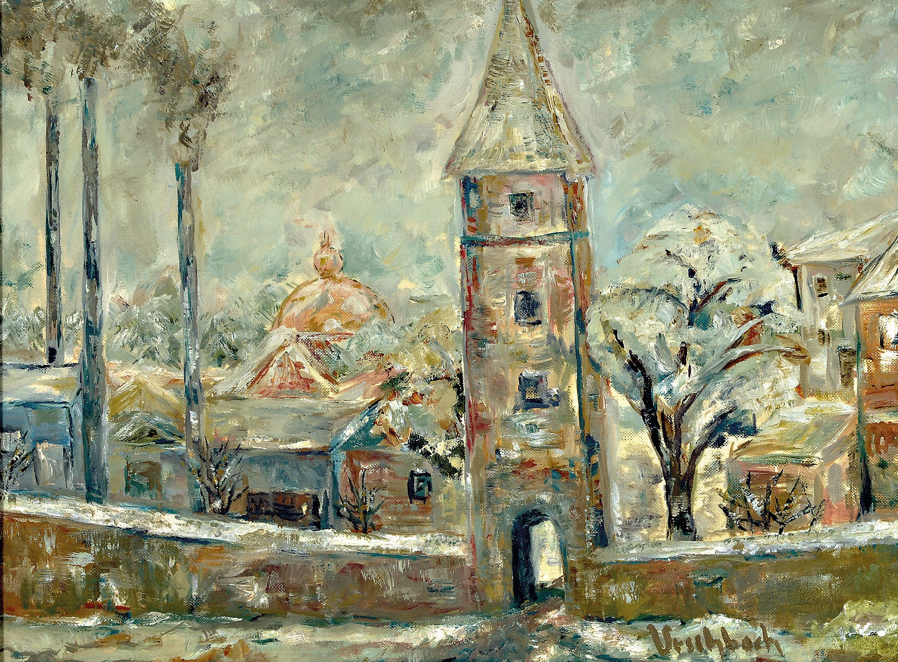 Image 27006986 - Fritz Urschbach, 1880 Venningen-1969 München , südliche Stadtlandschaft, rechts unten ...