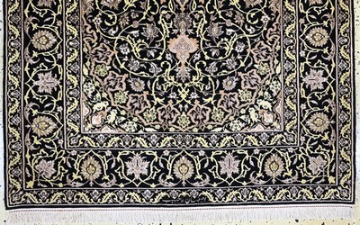 27006905c - Esfahan fein sign., Persien, Ende 20.Jhd., Korkwolle mit und auf Seide, ca. 160 x 109 ...