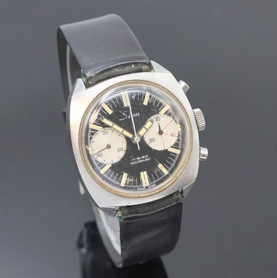 27006906b - SINN Armbandchronograph in Stahl, Schweiz um 1970, Handaufzug, Boden verschr., schwarzes ...