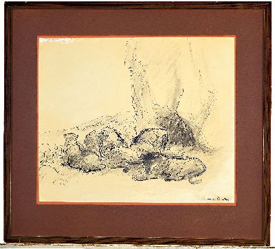 27006914k - Otto Dill, 1884 Neustadt-1957 Bad Dürkheim, lavierte Tuschezeichnung, ´Löwengrube ...