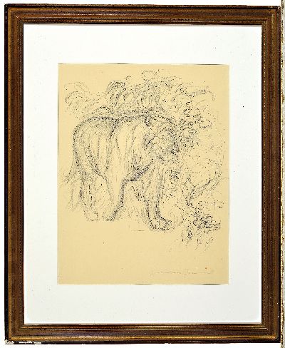 27006915k - Otto Dill, 1884 Neustadt-1957 Bad Dürkheim, Bleistiftzeichnung, schreitender Tiger im ...