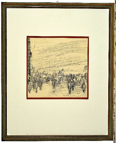 27006916k - Otto Dill, 1884 Neustadt-1957 Bad Dürkheim, späte Bleistiftzeichnung, wohl Jockeys auf ...