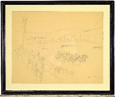 27006919k - Otto Dill, 1884 Neustadt-1957 Bad Dürkheim, Bleistiftzeichnung, Pferderennen, Blick ...