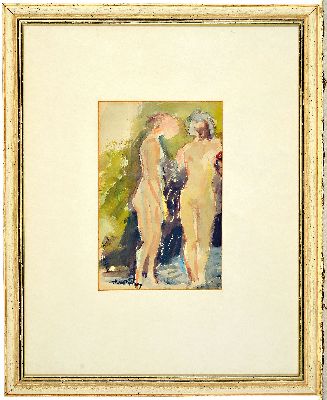 27006949k - Hanns Fay, 1888 Frankenthal-1957 Neustadt, 2 Aquarelle, 2 stehende weibliche Akte, ...