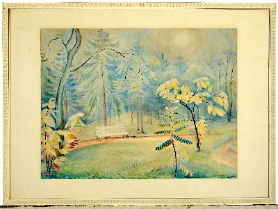 27006969k - Eugen Croissant, 1898 Landau-1976 Breitbrunn , Aquarell, pfälzer Parklandschaft, ...