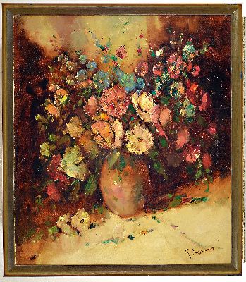 27006995k - Paul Henze Morro, 1925 Leipzig-1972, Blumenstillleben, signiert, Öl/Platte, Rahmen ...