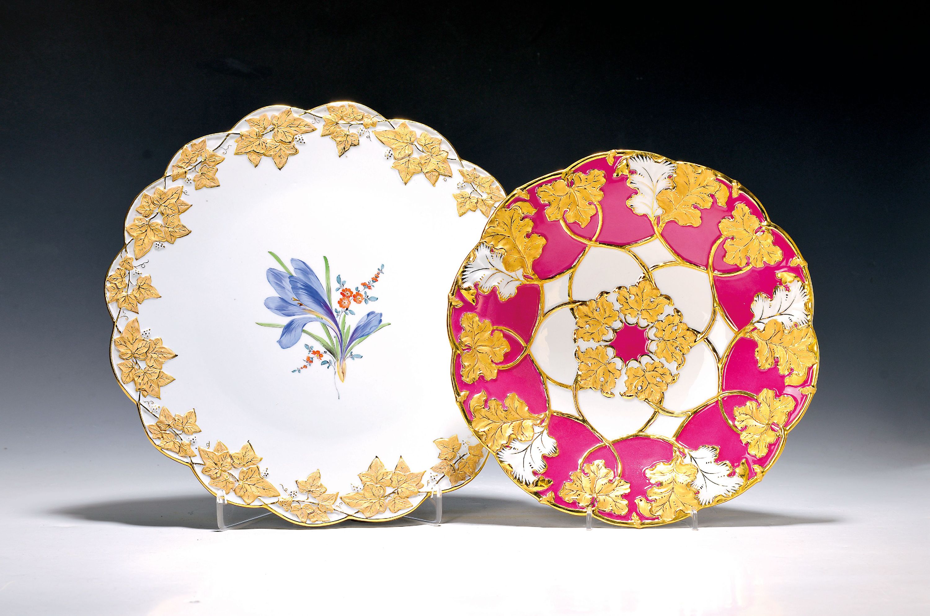 Image 27007169 - Prunkschale und Prunktortenplatte, Meissen, Knaufzeit und 20. Jh., Schale partiell ...