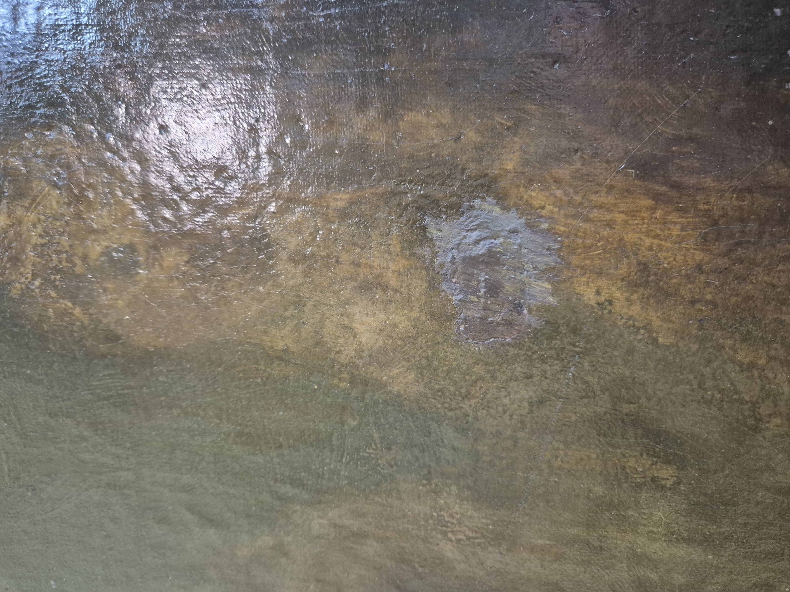 Detail e: Adolf Chwala, 1836 Prag-1900 Wien, Vollmond über heimkehrende Fischer am Strand, Öl/Lwd, doubl., rest., retouschiert, rechts unten signiert, ca. ...