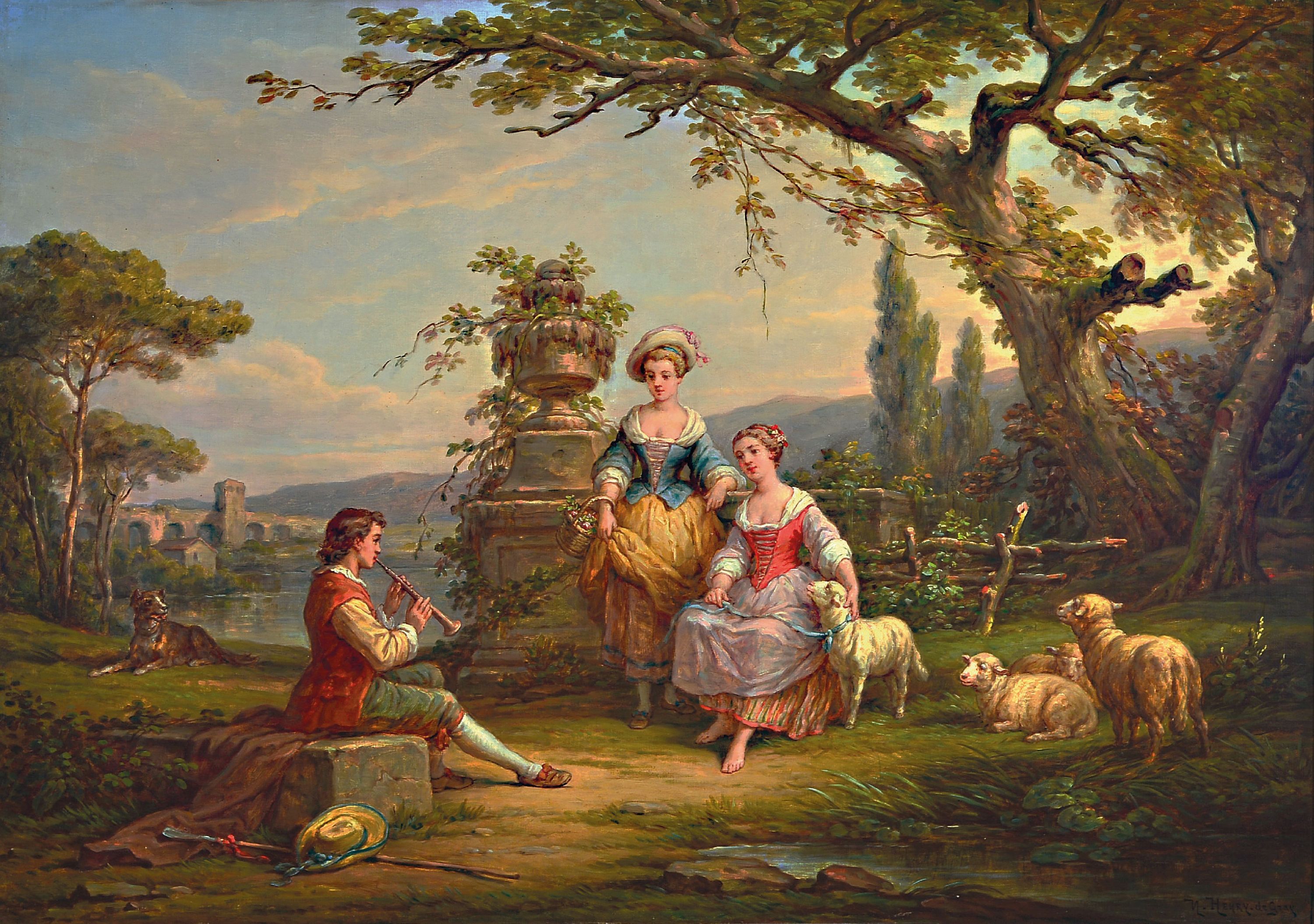 Image 27007353 - Nicolas Henry, genannt Henry de Gray, geb. 1822 Gray/Haute Saone, Schäferszene, zwei ...