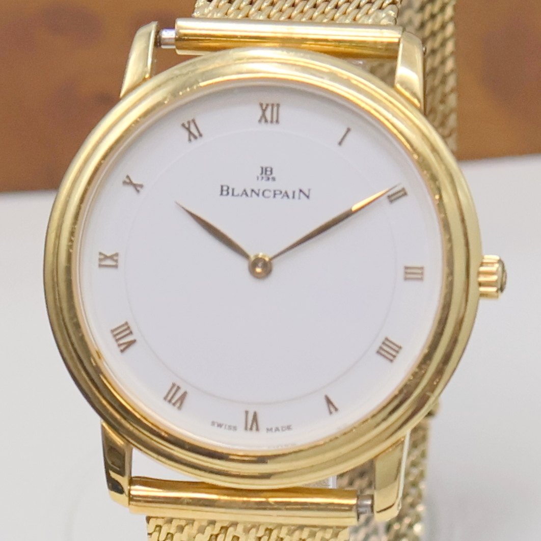 Detail a: BLANCPAIN Villeret Armbanduhr in GG 750/000,Schweiz um 1999, Automatik, neutr. Goldband, beids. vergl. Geh., Boden aufgedr., weißes Zifferbl. m. ...