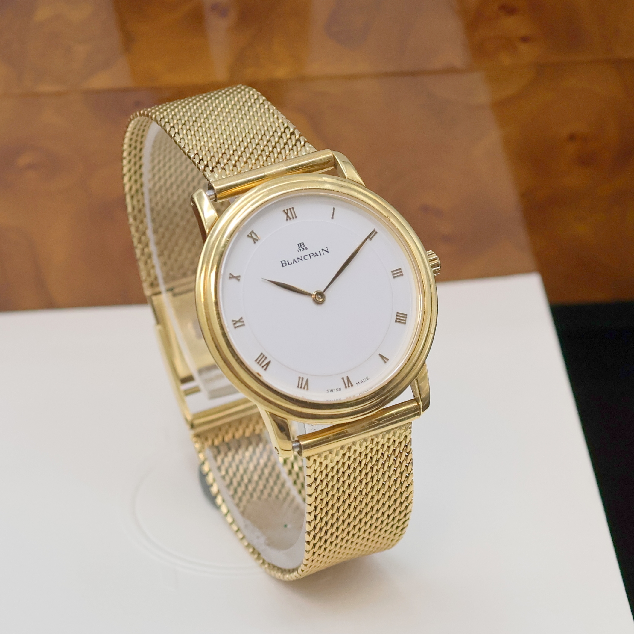 Detail b: BLANCPAIN Villeret Armbanduhr in GG 750/000,Schweiz um 1999, Automatik, neutr. Goldband, beids. vergl. Geh., Boden aufgedr., weißes Zifferbl. m. ...