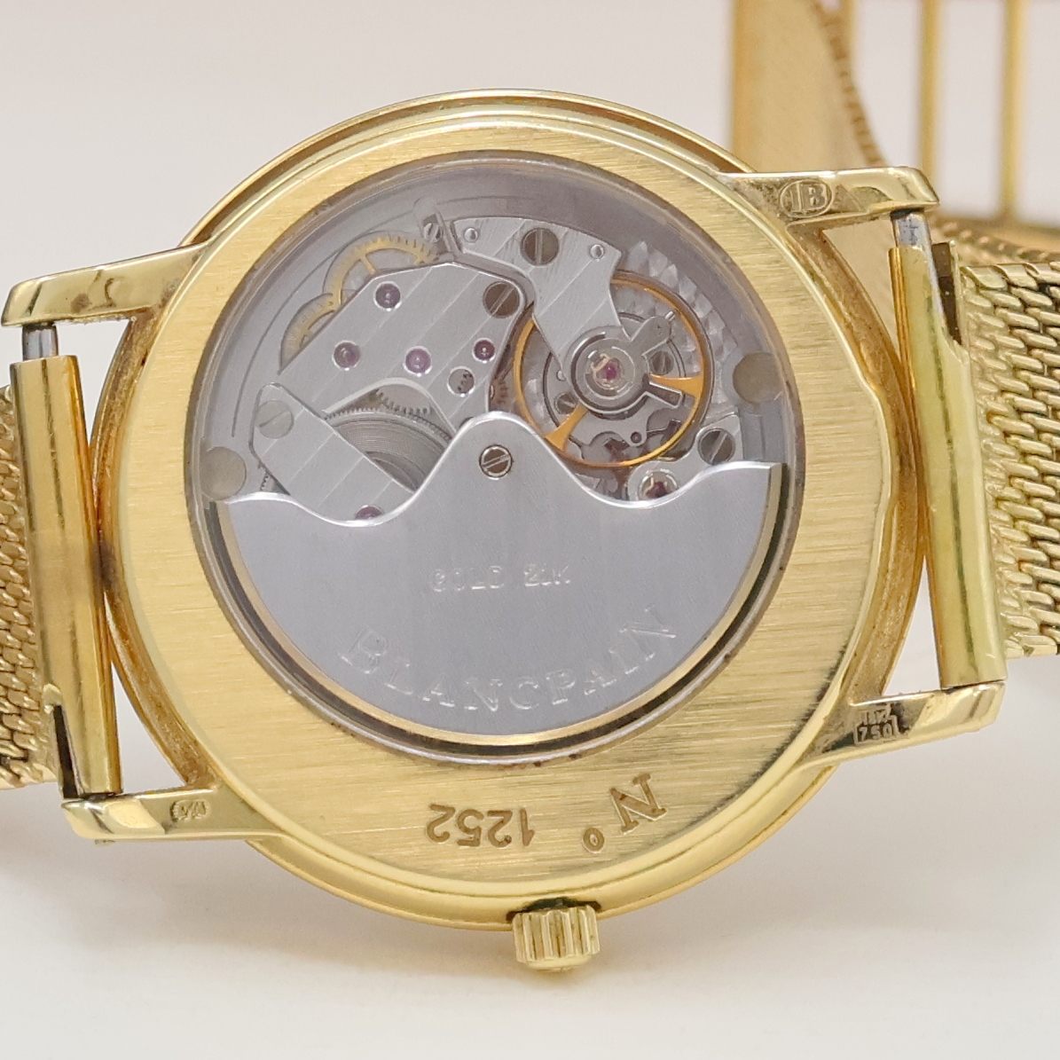 Detail g: BLANCPAIN Villeret Armbanduhr in GG 750/000,Schweiz um 1999, Automatik, neutr. Goldband, beids. vergl. Geh., Boden aufgedr., weißes Zifferbl. m. ...