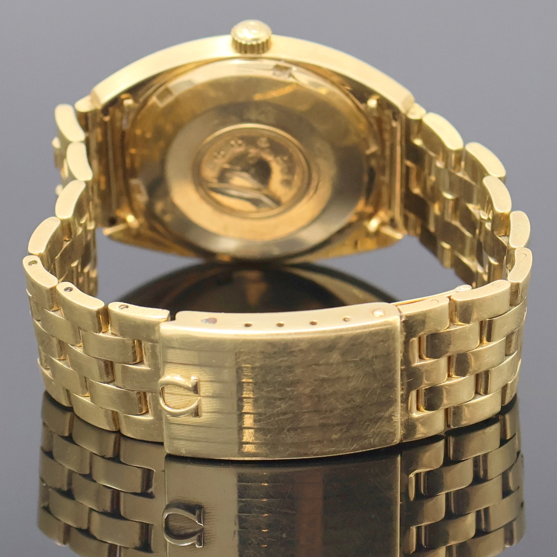Detail c: OMEGA Constellation Chronometer Herrenarmbanduhr in GG 750/000, Schweiz um 1969, Automatik, orig. Goldband, Faltschl. nicht passend zum Band ersetzt, ...
