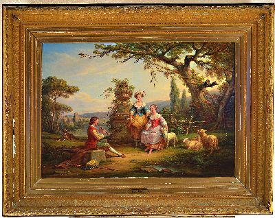 27007353k - Nicolas Henry, genannt Henry de Gray, geb. 1822 Gray/Haute Saone, Schäferszene, zwei ...