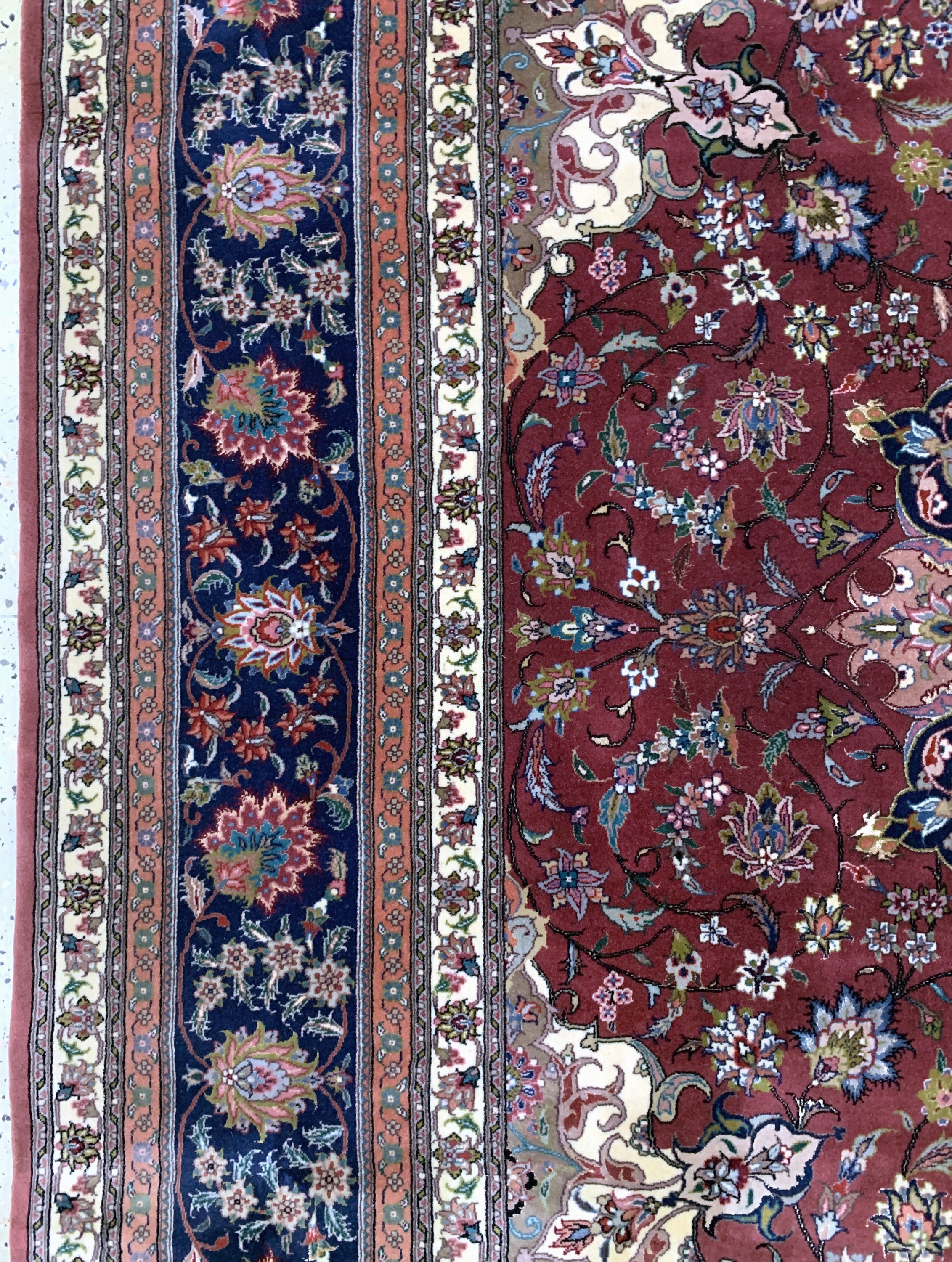 Detail d: Esfahan fein, China, Ende 20.Jhd, Korkwolleauf Baumwolle, ca. 303 x 253 cm, gereinigt, EHZ: 2
