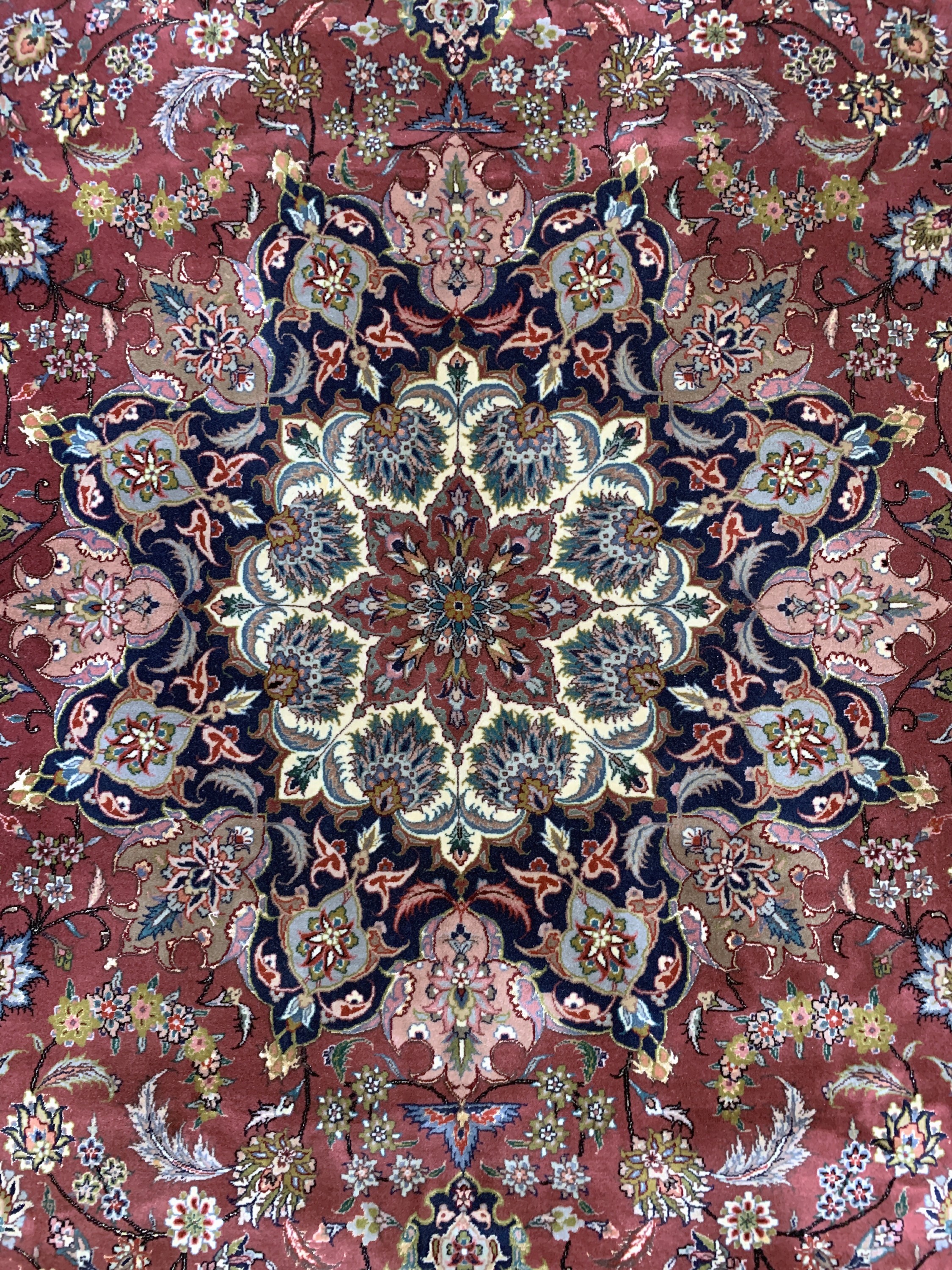 Detail e: Esfahan fein, China, Ende 20.Jhd, Korkwolleauf Baumwolle, ca. 303 x 253 cm, gereinigt, EHZ: 2