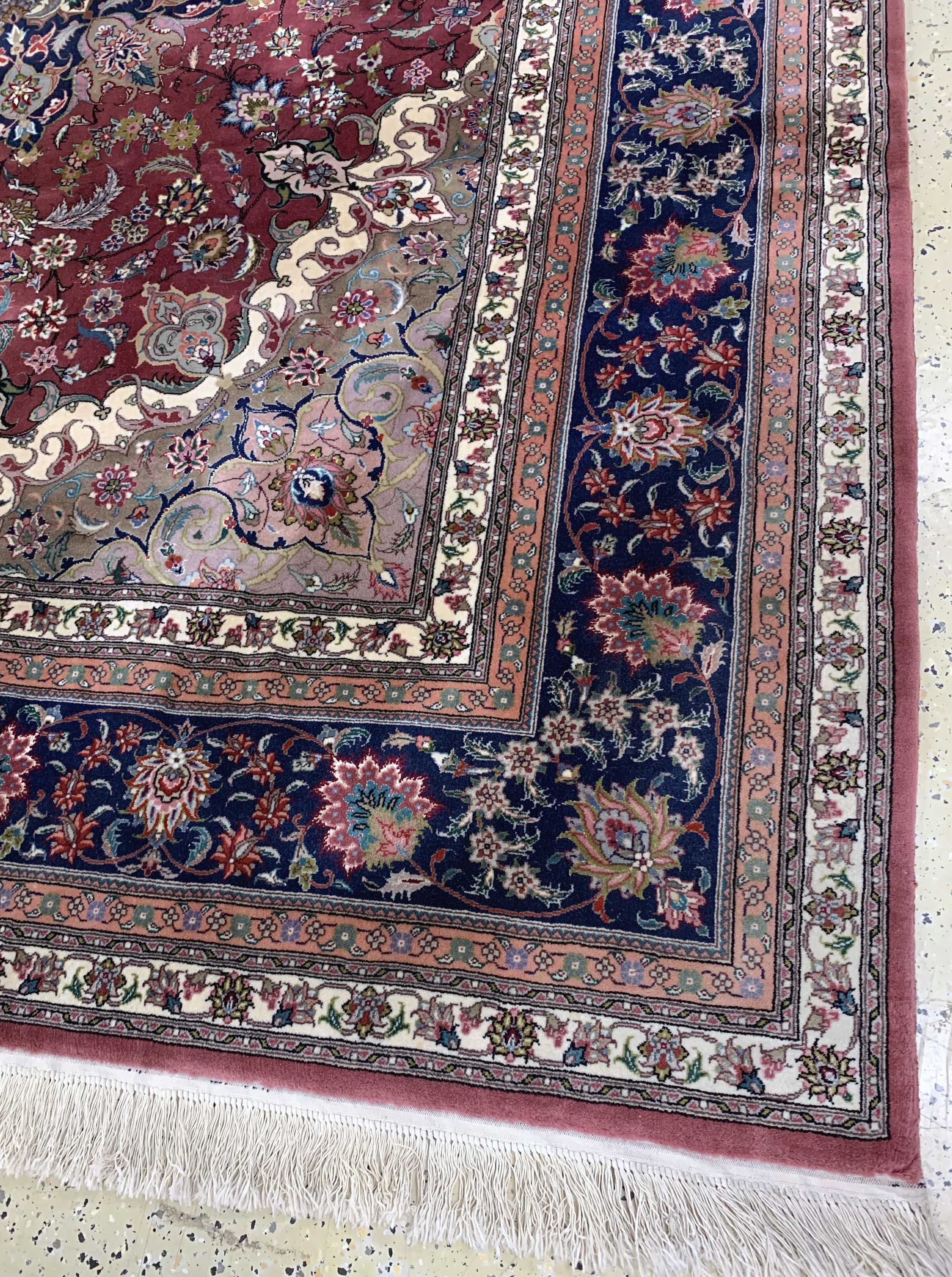 Detail g: Esfahan fein, China, Ende 20.Jhd, Korkwolleauf Baumwolle, ca. 303 x 253 cm, gereinigt, EHZ: 2