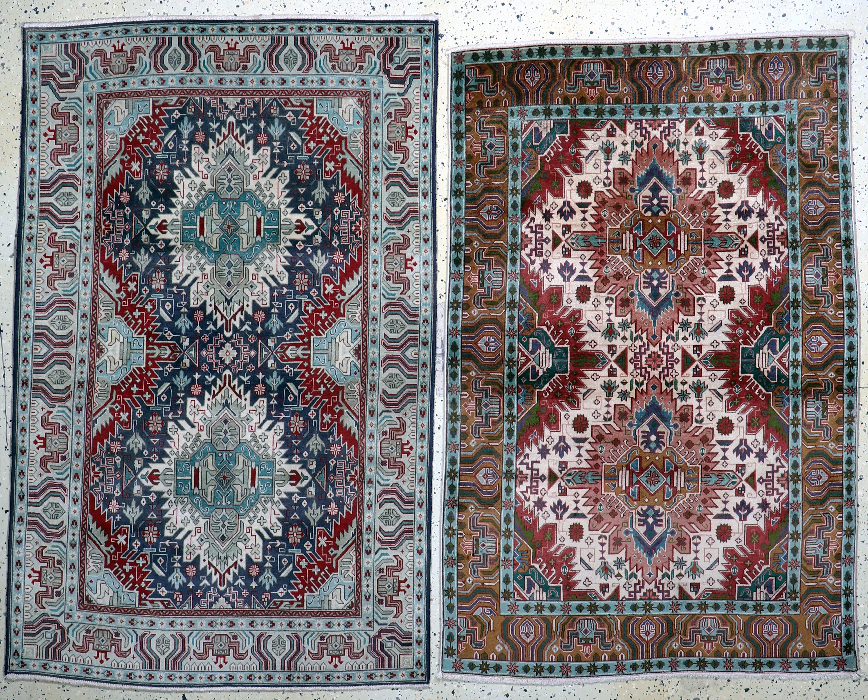 2 Lots Täbriz fein(40 Raj), Persien, Mitte 20.Jhd, Korkwolle auf Baumwolle, ca. 155 x 100cm, gereinigt, EHZ: 2