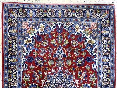 27007417a - 2 Lots Esfahan fein, Persien, Mitte 20.Jhd,Korkwolle auf Seide, ca. 106 x 70 cm, ca. ...