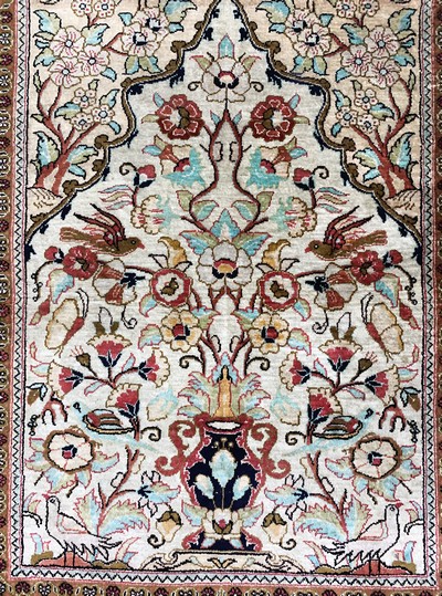 27007418c - 2 Lots Ghom Seide, Persien, Mitte 20.Jhd, reine Naturseide, ca. 77 x 57 cm & ...