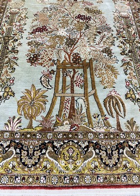 27007429d - Ghom Seide, Persien, Mitte 20.Jhd, reine Naturseide, ca. 160 x 108 cm, ...