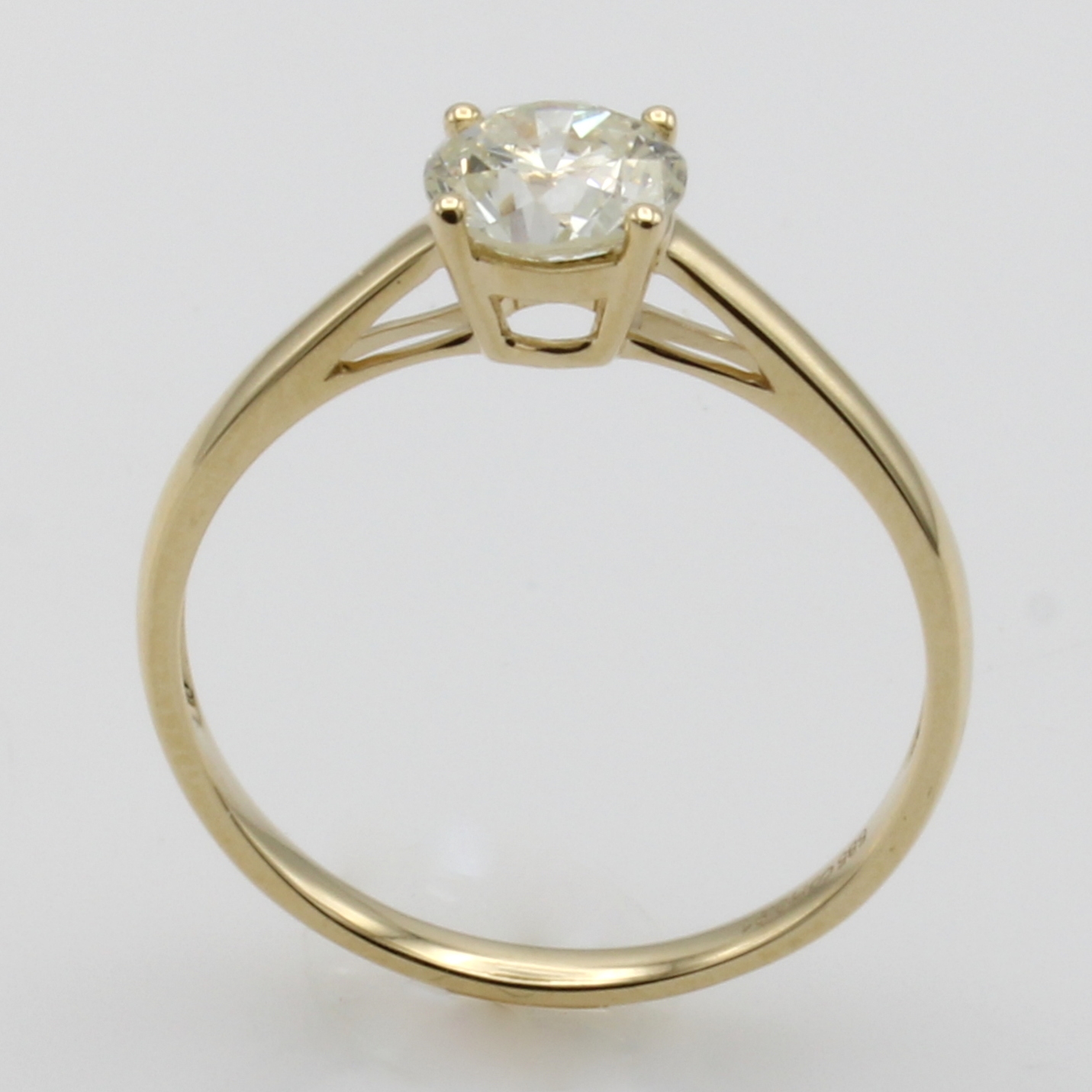 Image 27007539 - Ring mit Brillantsolitär, GG 585/000, Brill.ca. 0.91 ct feines Weiß /p2, RW ca. 55 ...