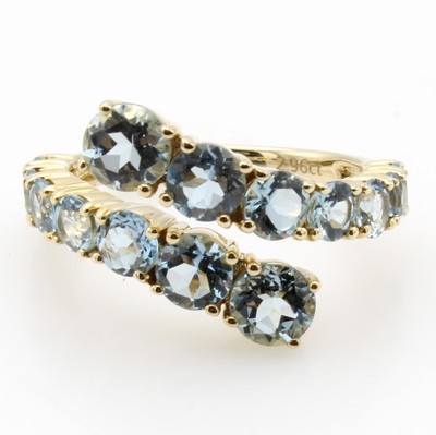 Image Ring mit Aquamarinen, GG 585/000, 14 Aqua- marine zus. ca. 2.96 ct, RW ca. 55 ...