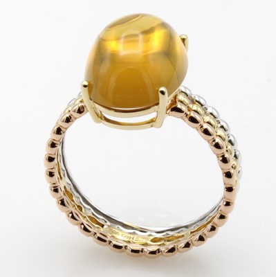 Image Ring mit Citrin, GG/WG/RG 585/000, Citrin- cabochon ca. 5.79 ct, RW ca. 55 ...