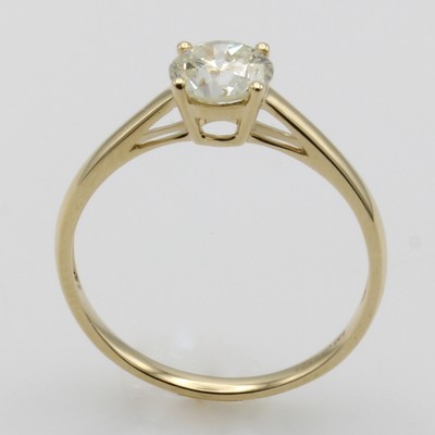 Image Ring mit Brillantsolitär, GG 585/000, Brill.ca. 0.91 ct feines Weiß+/p2, RW ...