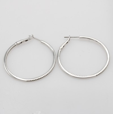 27007574a - Paar Creolen mit Brillanten, WG 585/000, 150Brill. zus. ca. 0.88 ct feines Weiß/vs, ...