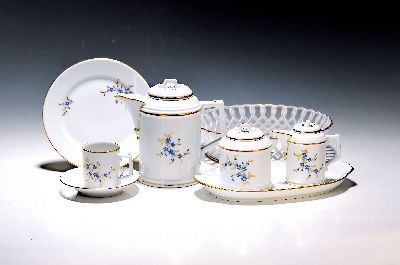 Image Mokka- bzw. Espressoservice, Höchst, Form Kurfürst, Dekor Vergissmeinnicht ...