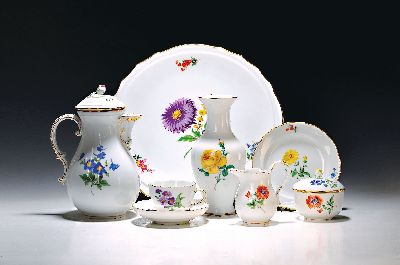 Image Kaffeeservice, Meissen, 20. Jh., 2. Wahl, Porzellan, Blume 1 und Blume 2, 7 Kaffeetassen ...