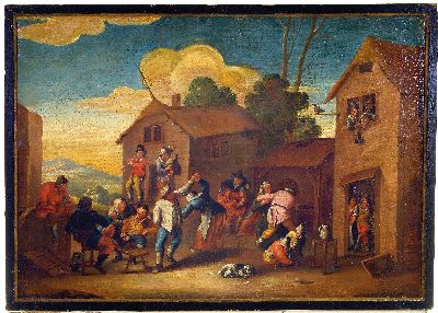 27007630k - Unbekannter Künstler, Niederlande, um 1830-40, vielfigurige Bauernhochzeit mit ...