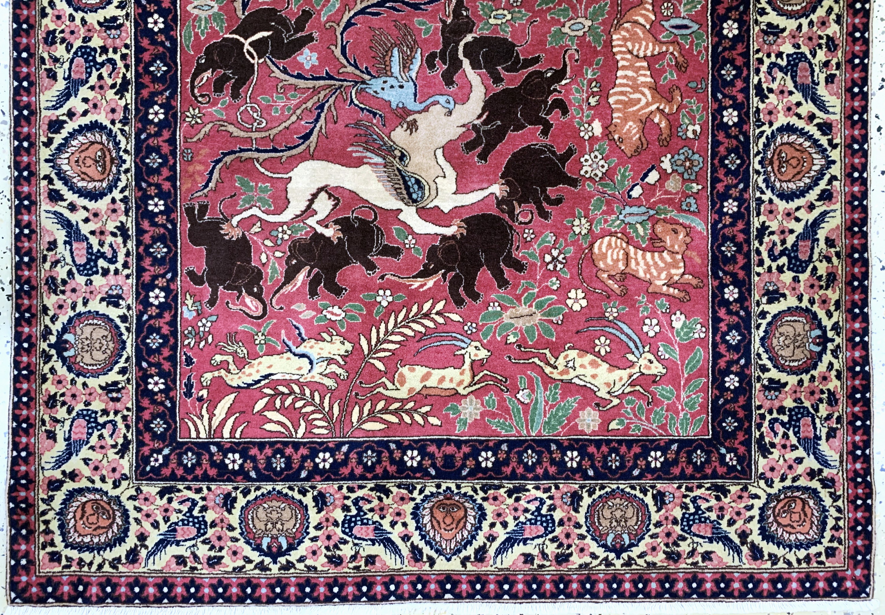 Detail b: Lahor Kork fein signert, Pakistan, um 1960,Korkwolle auf Baumwolle, ca. 200 x 125 cm, (nahezu neuwertig)