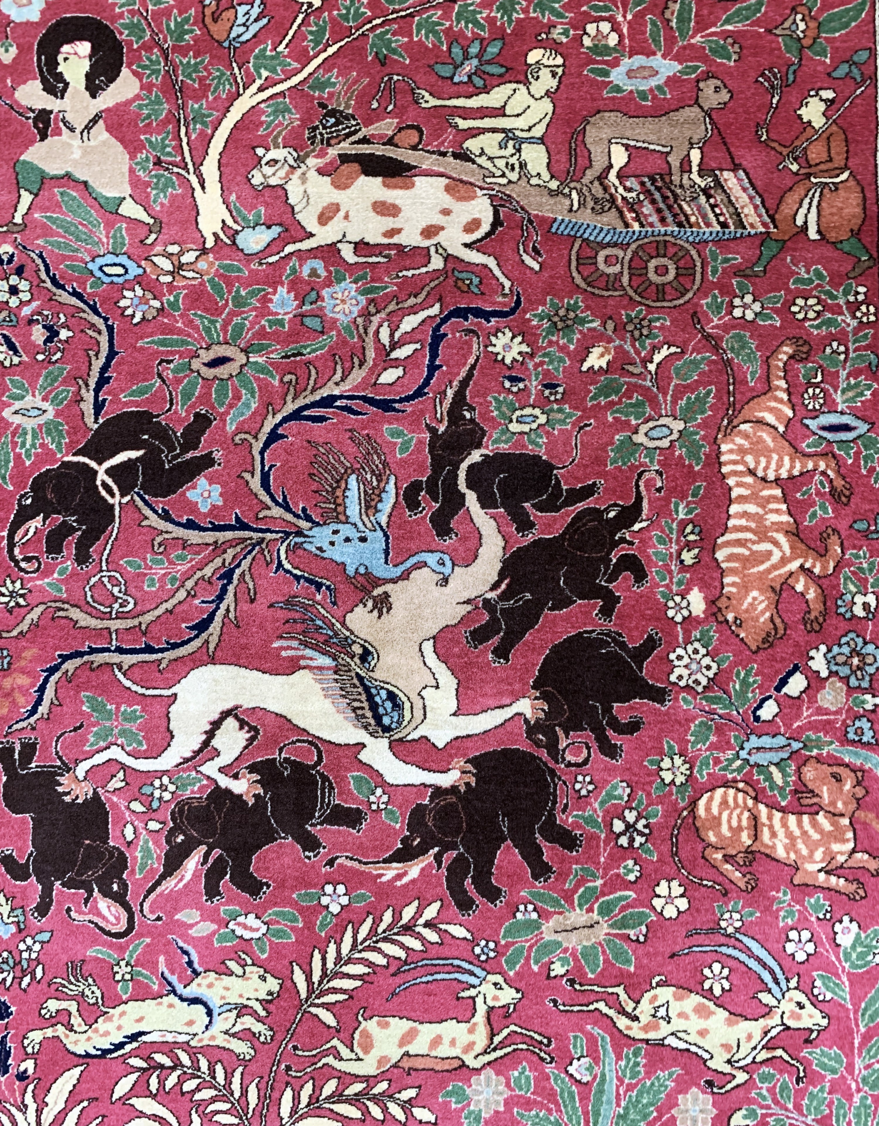 Detail c: Lahor Kork fein signert, Pakistan, um 1960,Korkwolle auf Baumwolle, ca. 200 x 125 cm, (nahezu neuwertig)