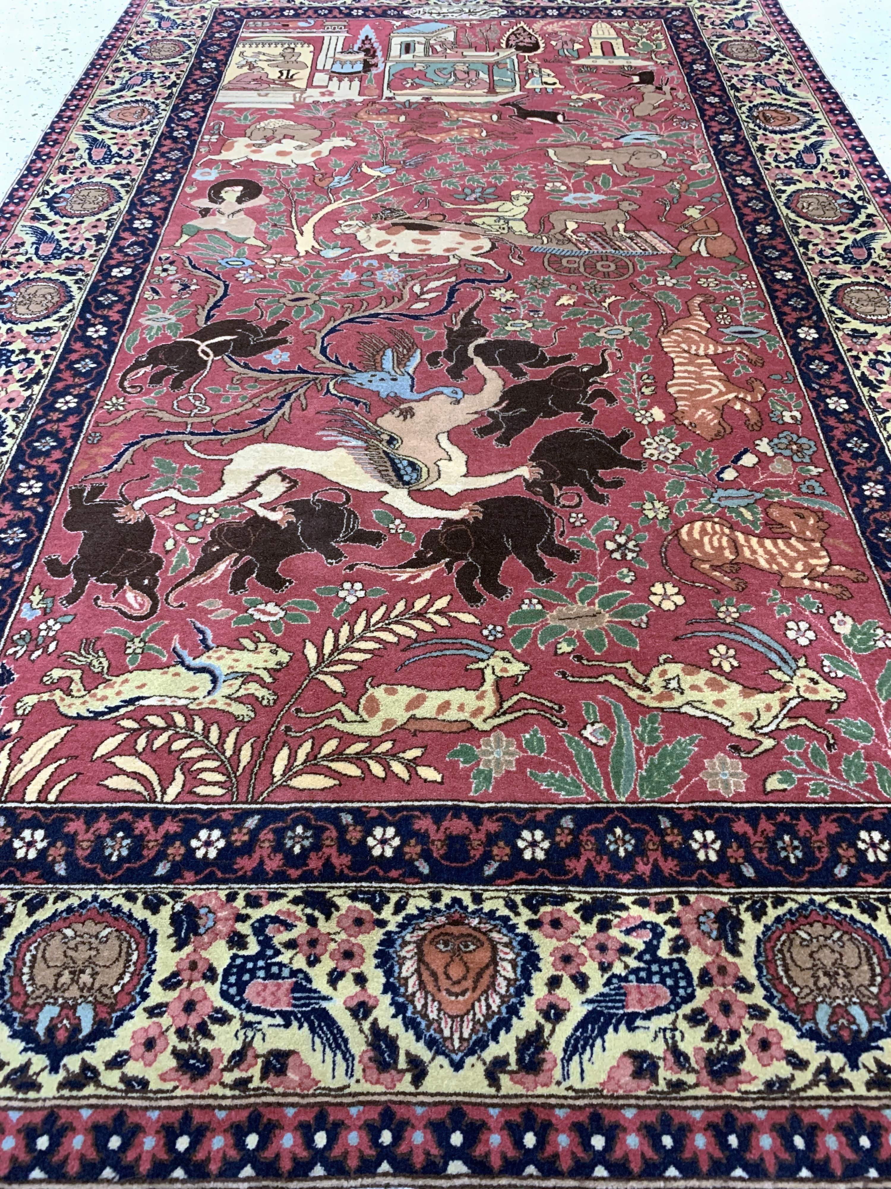 Detail f: Lahor Kork fein signert, Pakistan, um 1960,Korkwolle auf Baumwolle, ca. 200 x 125 cm, (nahezu neuwertig)