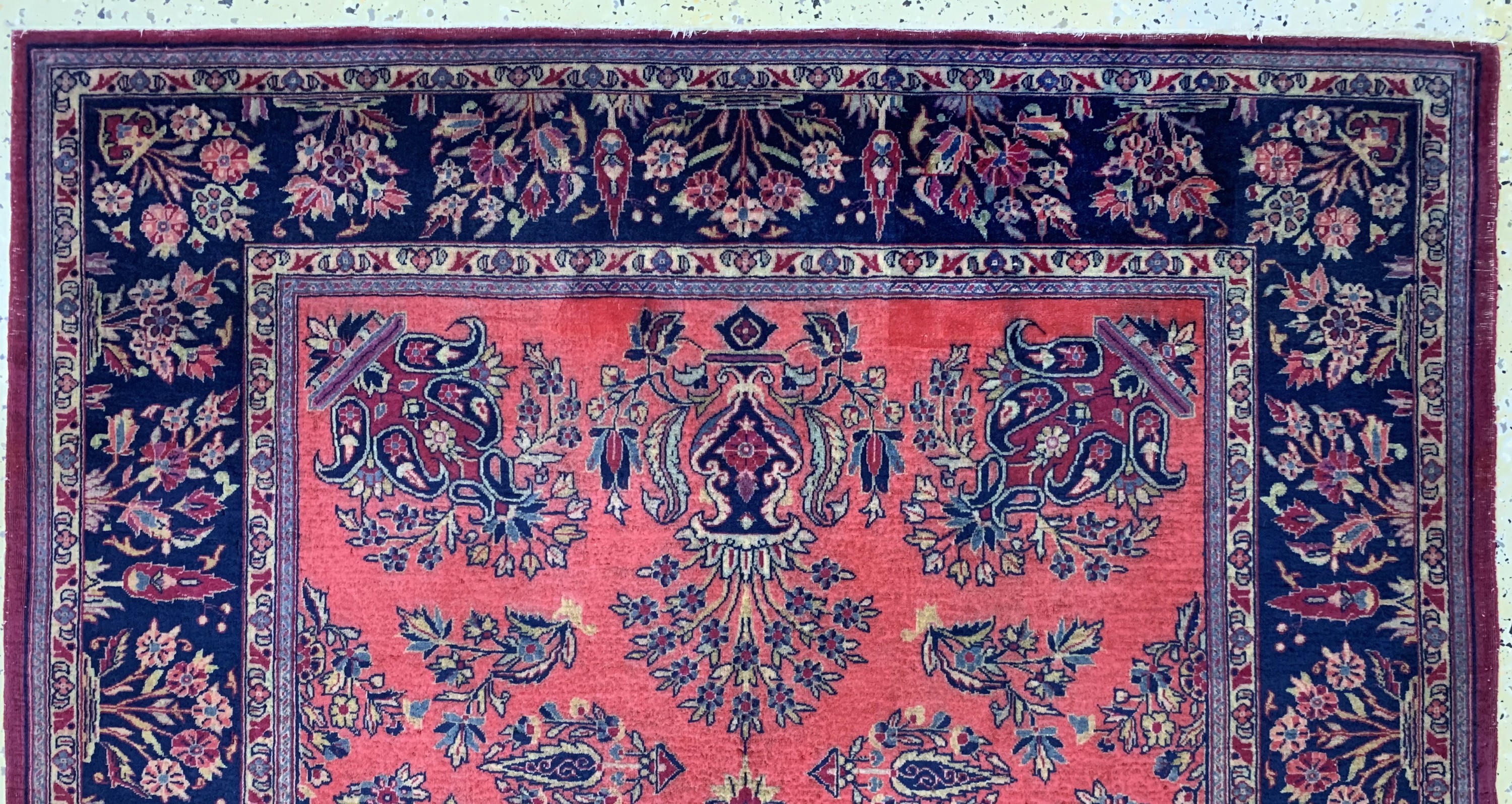 Detail a: Sarogh"Mohajeran"Kork fein, Indien, um 1960, Korkwolle auf Baumwolle, ca. 202 x 135 cm, EHZ: 2, (fachkundig gereinigt)