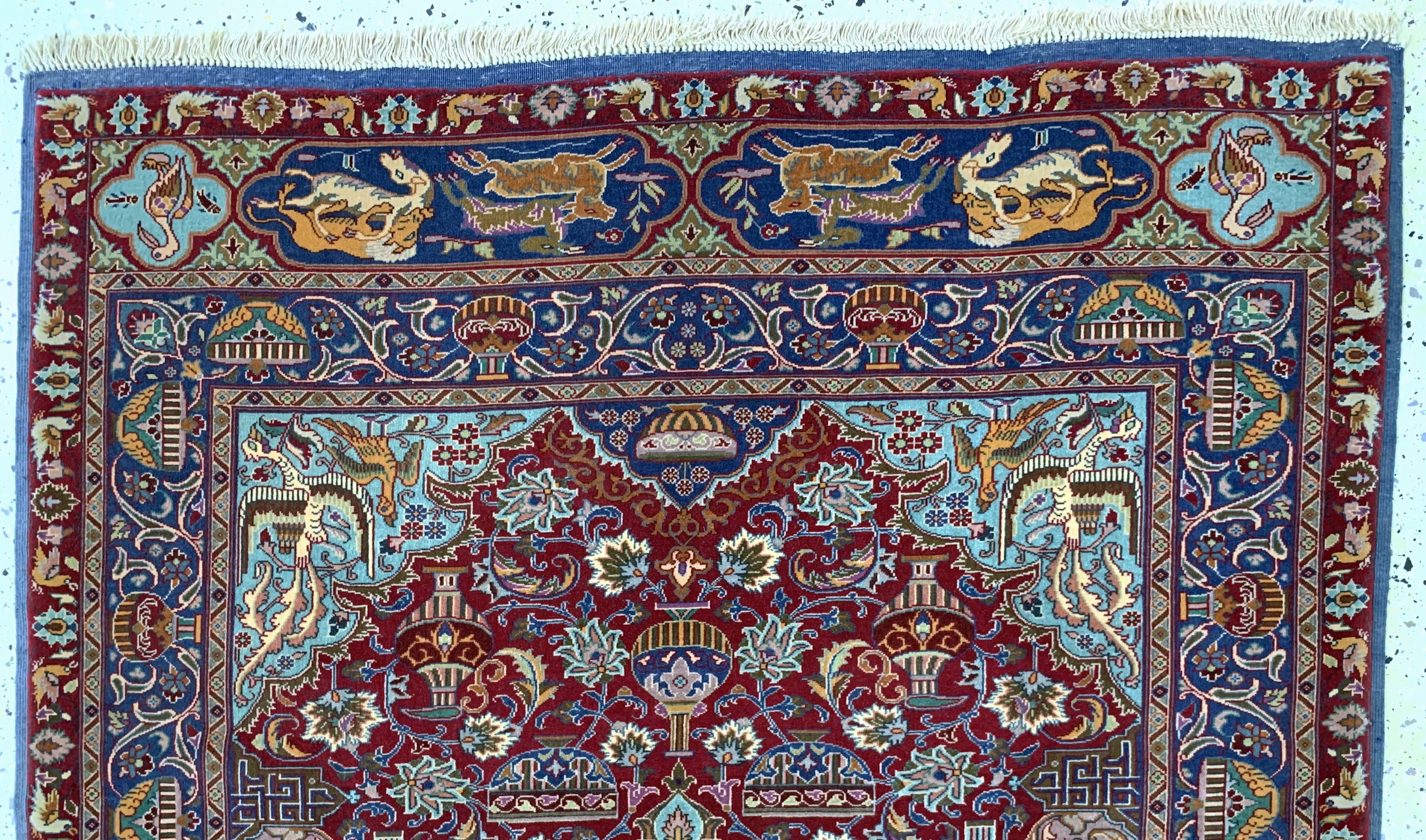 Detail a: Mesched Kork fein, Persien, um 1960, Korkwolle auf Seide, ca. 190 x 125 cm, (nahezuneuwertig)
